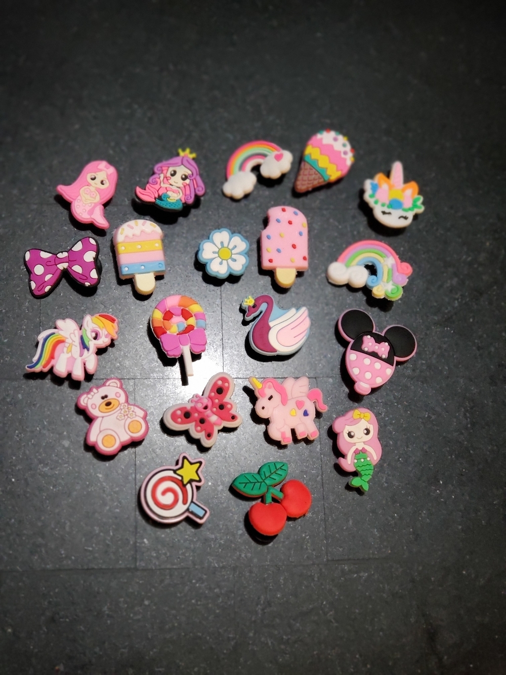 Cute Pink Kids Toy Shoe/Bag/Art Charms, Assorted Unicorns, Rainbows & Sweets #2